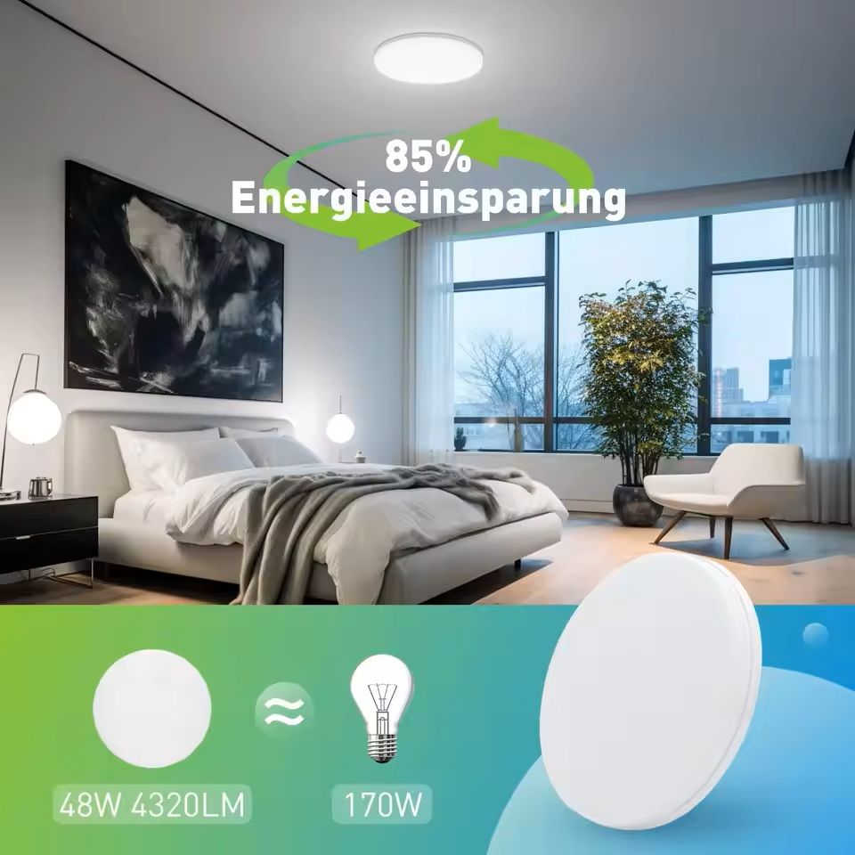 Modern Round LED Ceiling Light – Decorative Indoor Fixture for Living Room, Bedroom, and Kitchen