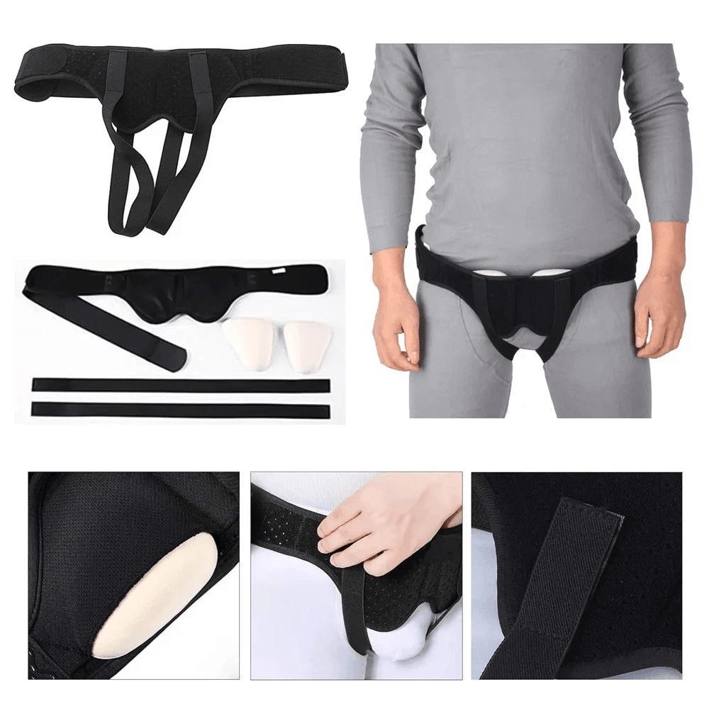 Men Truss for Inguinal Hernia Support Belt with 2 Removable Compression Pads