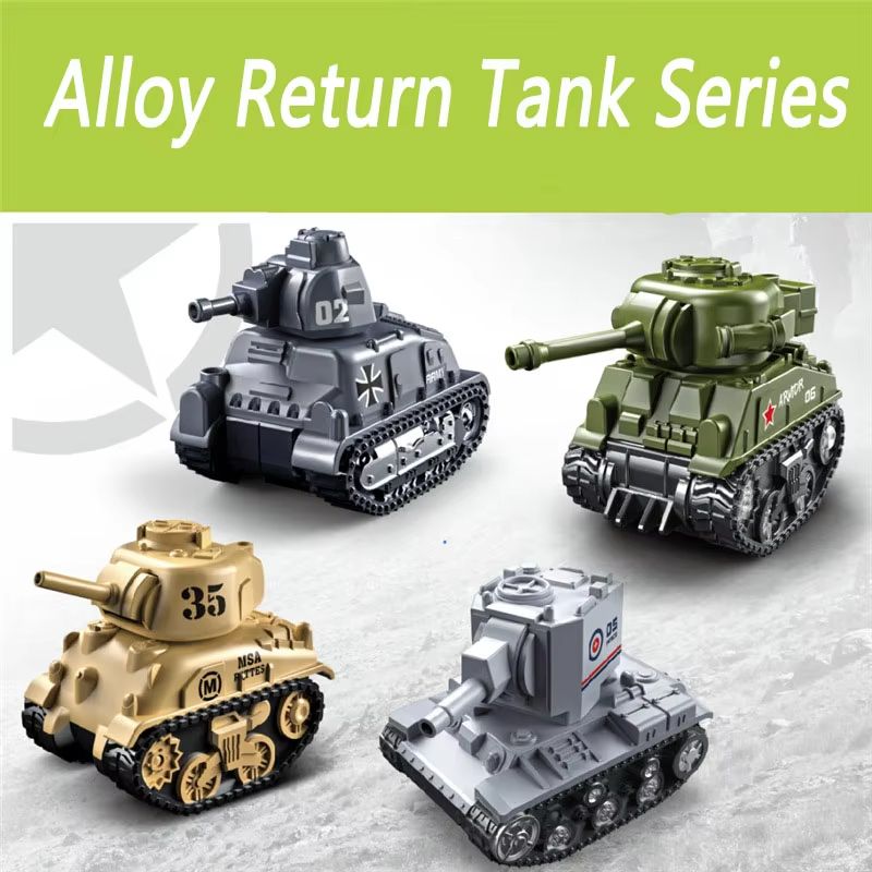 ArmourPull 4-Piece Alloy Armored Tank Car Model Set for Kids & Collectors