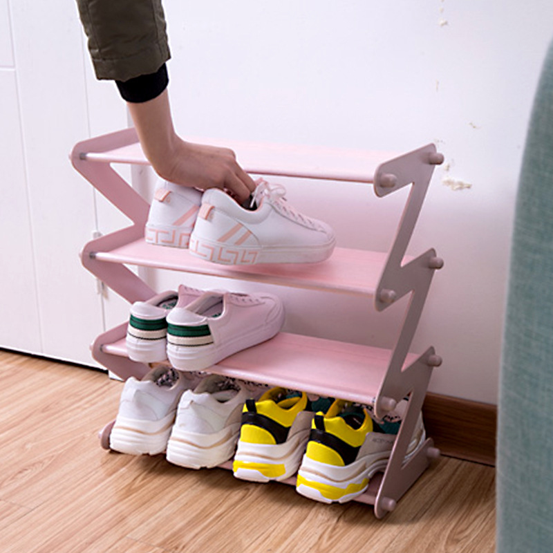 Z Shaped Fabric Shoe Rack, Simple Layer Assembled Dustproof Storage Rack for Household Use
