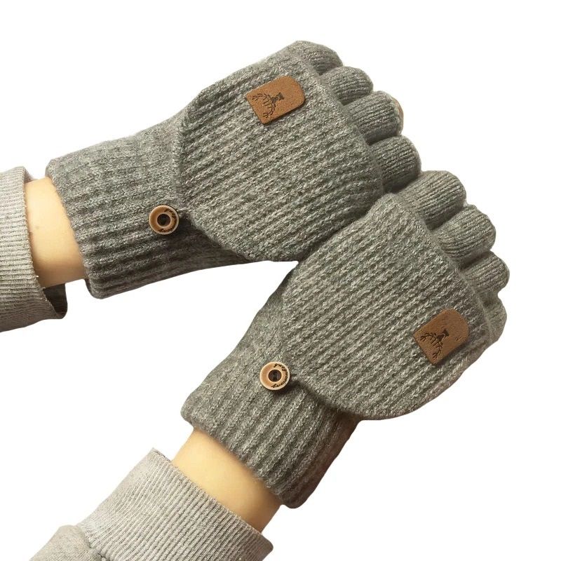 Knitted Fingerless Winter Gloves Warm Touch Screen Half Finger Gloves