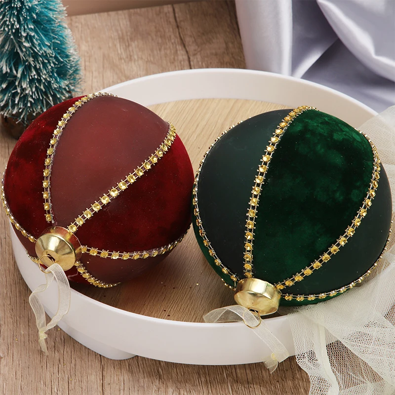 Flocked Glass Christmas Balls, Rhinestone Ornaments, Holiday Tree Hangings, Indoor Outdoor Festive Decorations