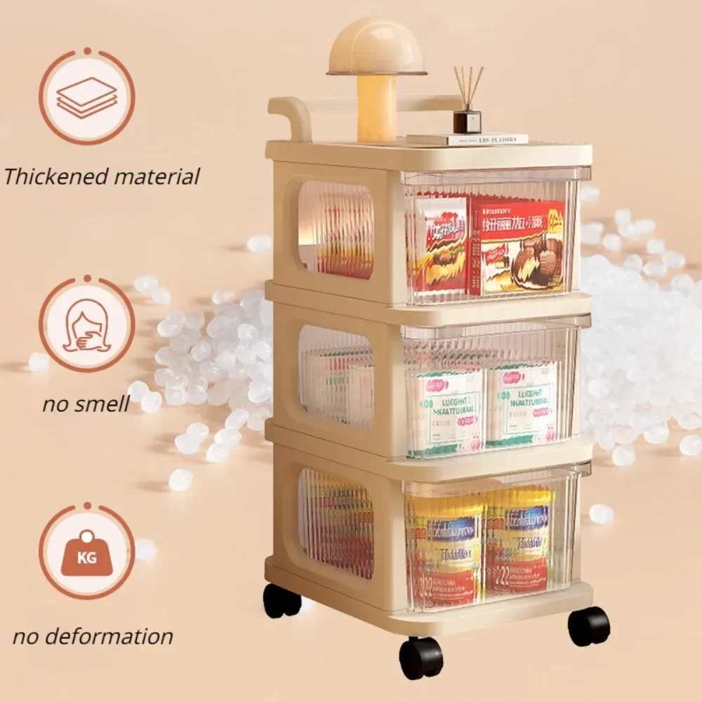 Acrylic Cream Wind Cart, Multi-Tier Snack Trolley Storage, Movable Utility Cart, Toy Organizer, Transparent Storage Rack