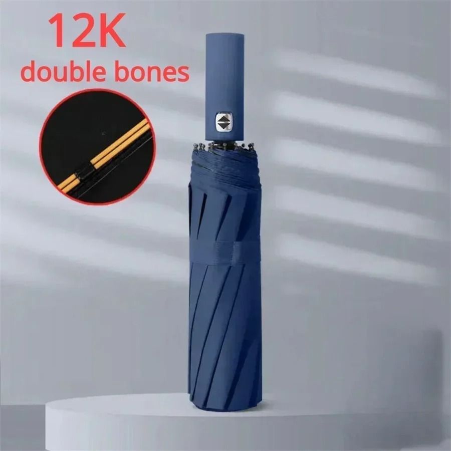 12 Bone Automatic Folding Umbrella UV Resistant Three Fold Durable Keel