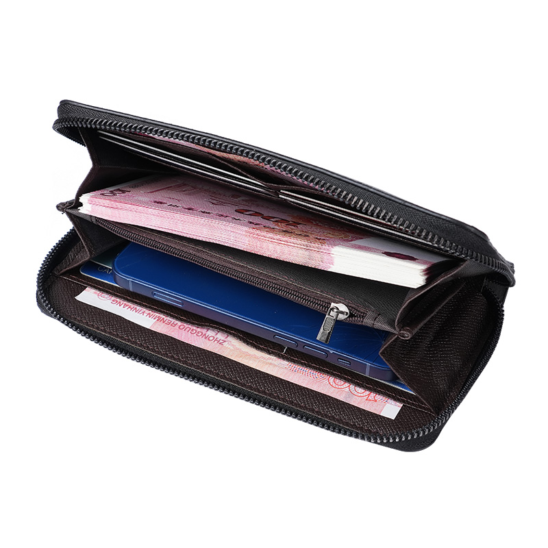 Premium Long Mens Zipper Wallet Multi Function Business & Phone Clutch