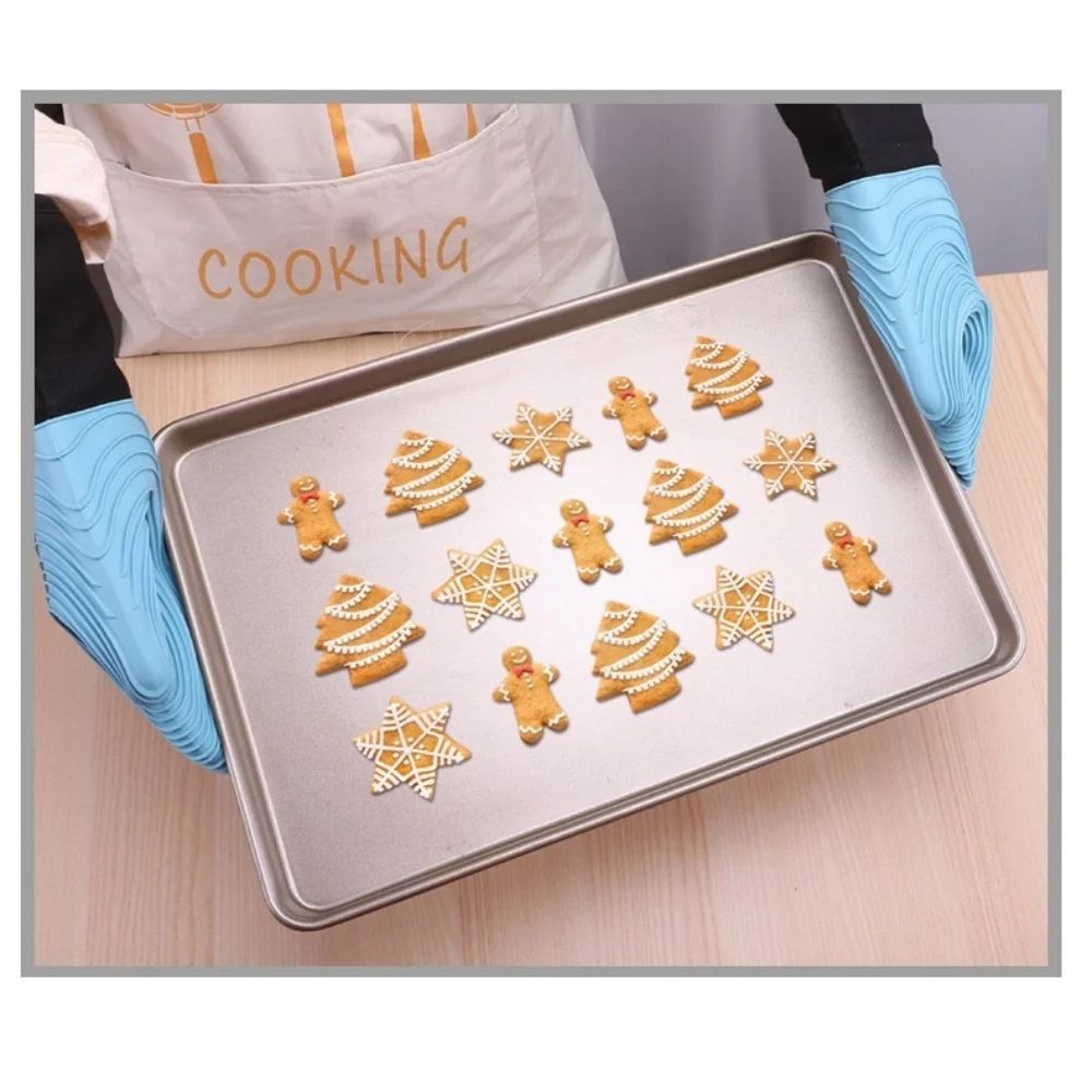 Extra-Long silicone oven mitts, Heat-Resistant, BPA-Free Cooking & BBQ Gloves (Easy-Clean, Non-Slip Grip)
