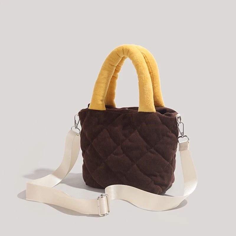 Cute Corduroy Diamond-Quilted Handheld Crossbody Bag