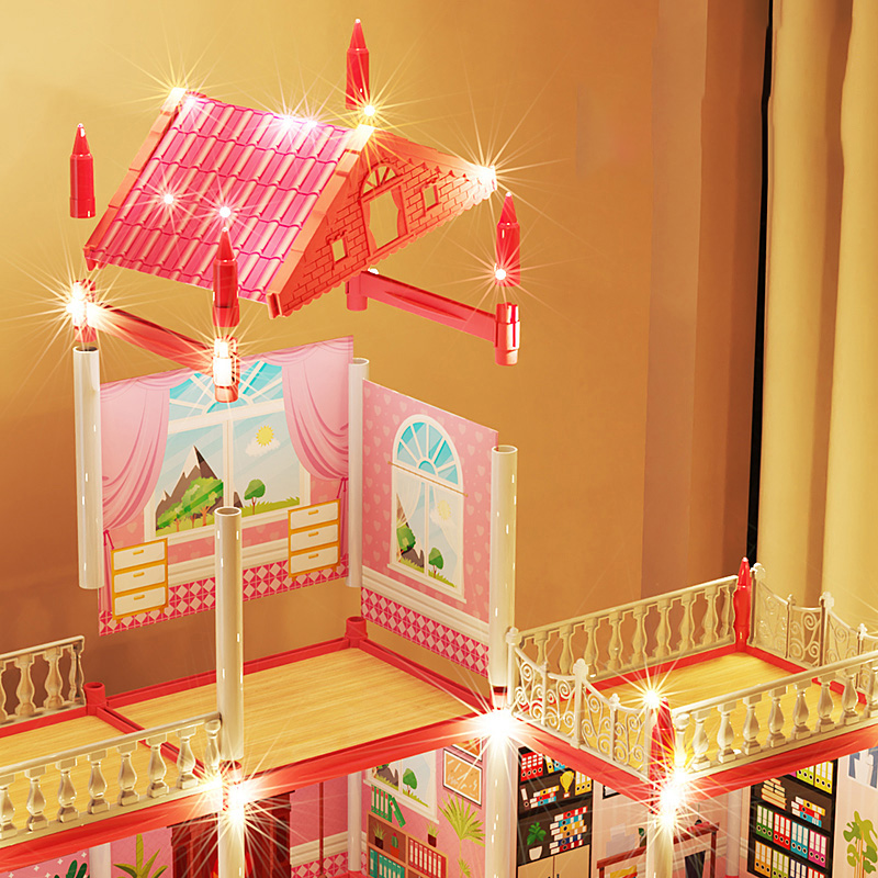 DIY Children's Music Doll House Assembly Dream Villa Princess Castle Set Toy for Girls