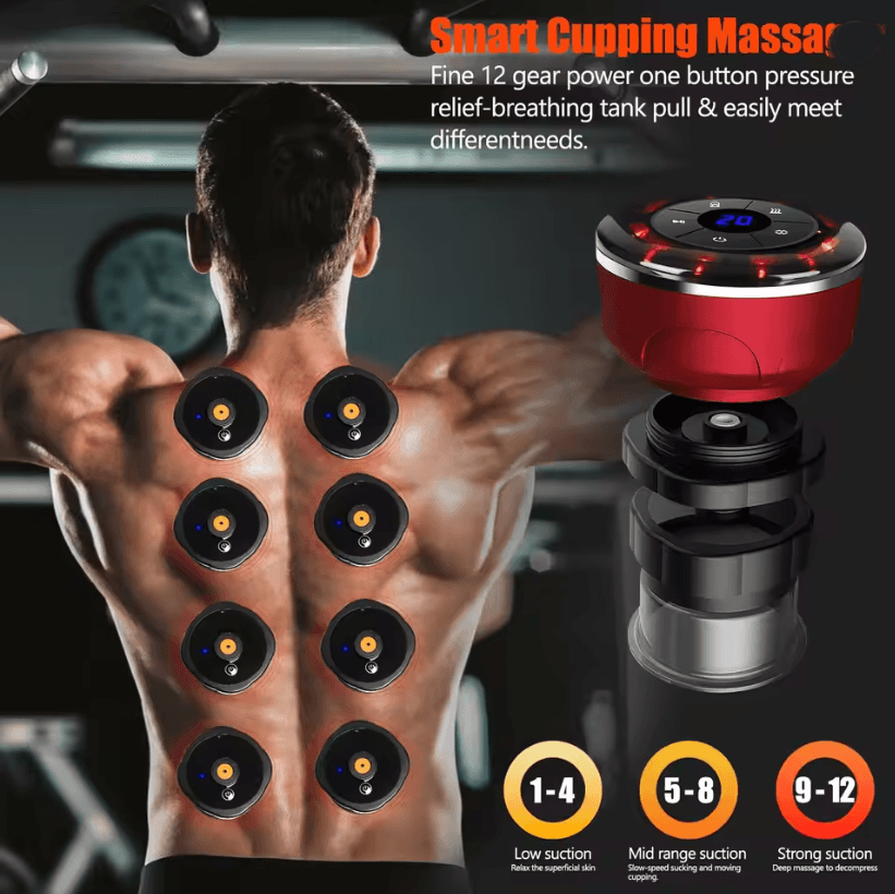 BodyGlow 8 Cup Electric Cupping Massager Kit with Gua Sha and LED Therapy