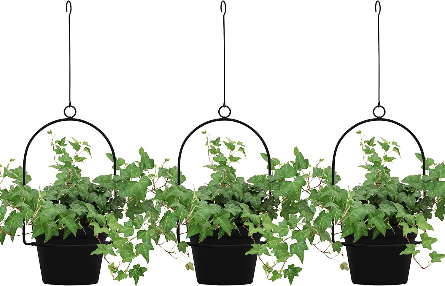 Black Hanging Planters for Indoor & Outdoor Use Flower Pot Hangers Decorative Planter Set