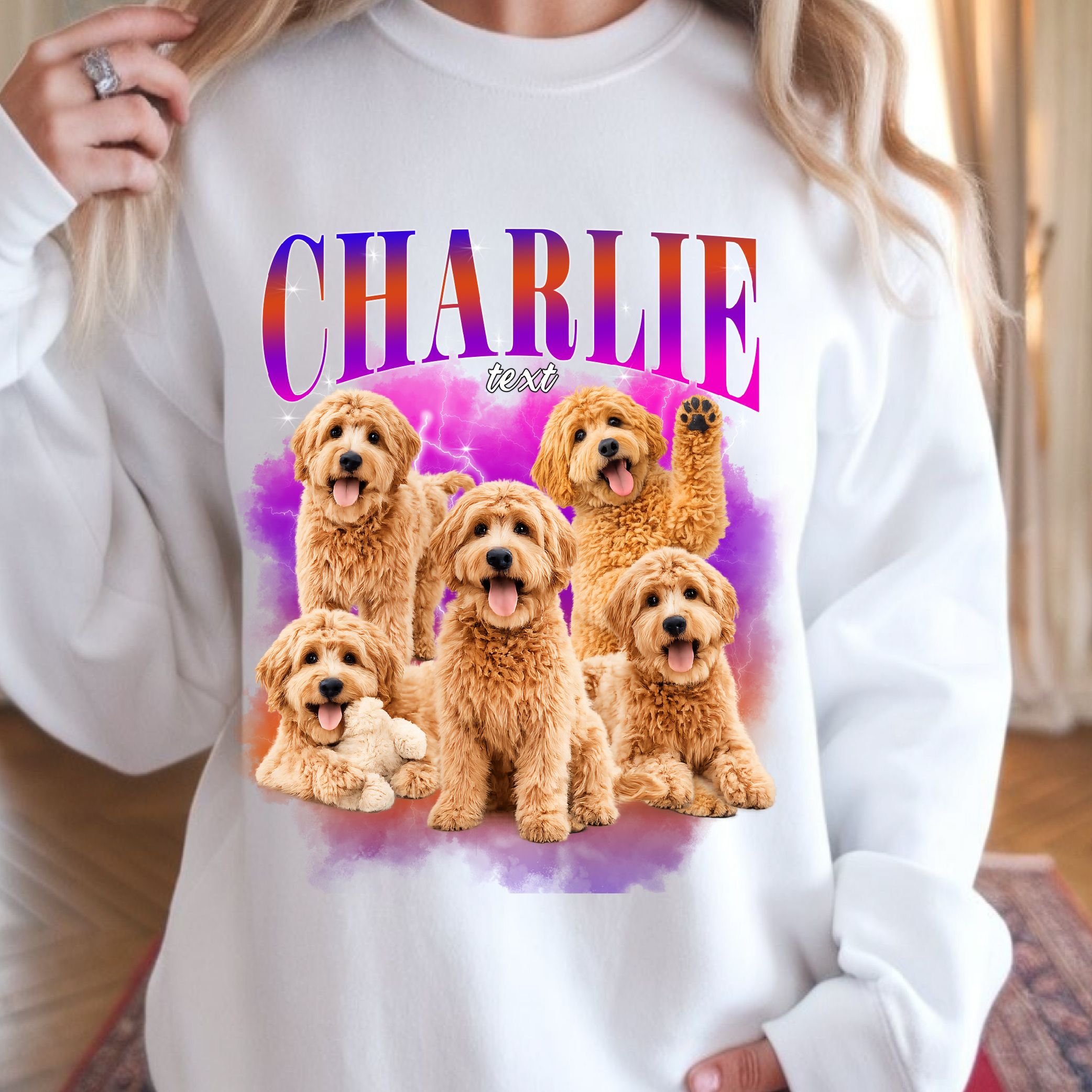 Custom Retro Dog Sweatshirt, Bootleg Rap Dog Shirt, Personalized Pet Hoodie, Vintage 90s Graphic
