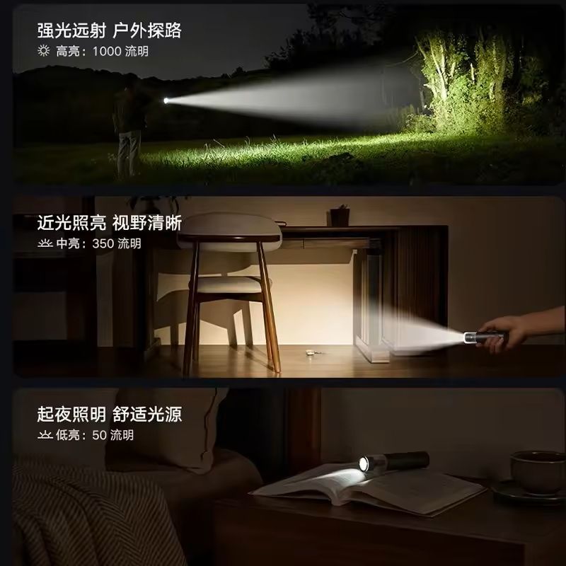High Power Waterproof Rechargeable Flashlight with Emergency Lighting Mode