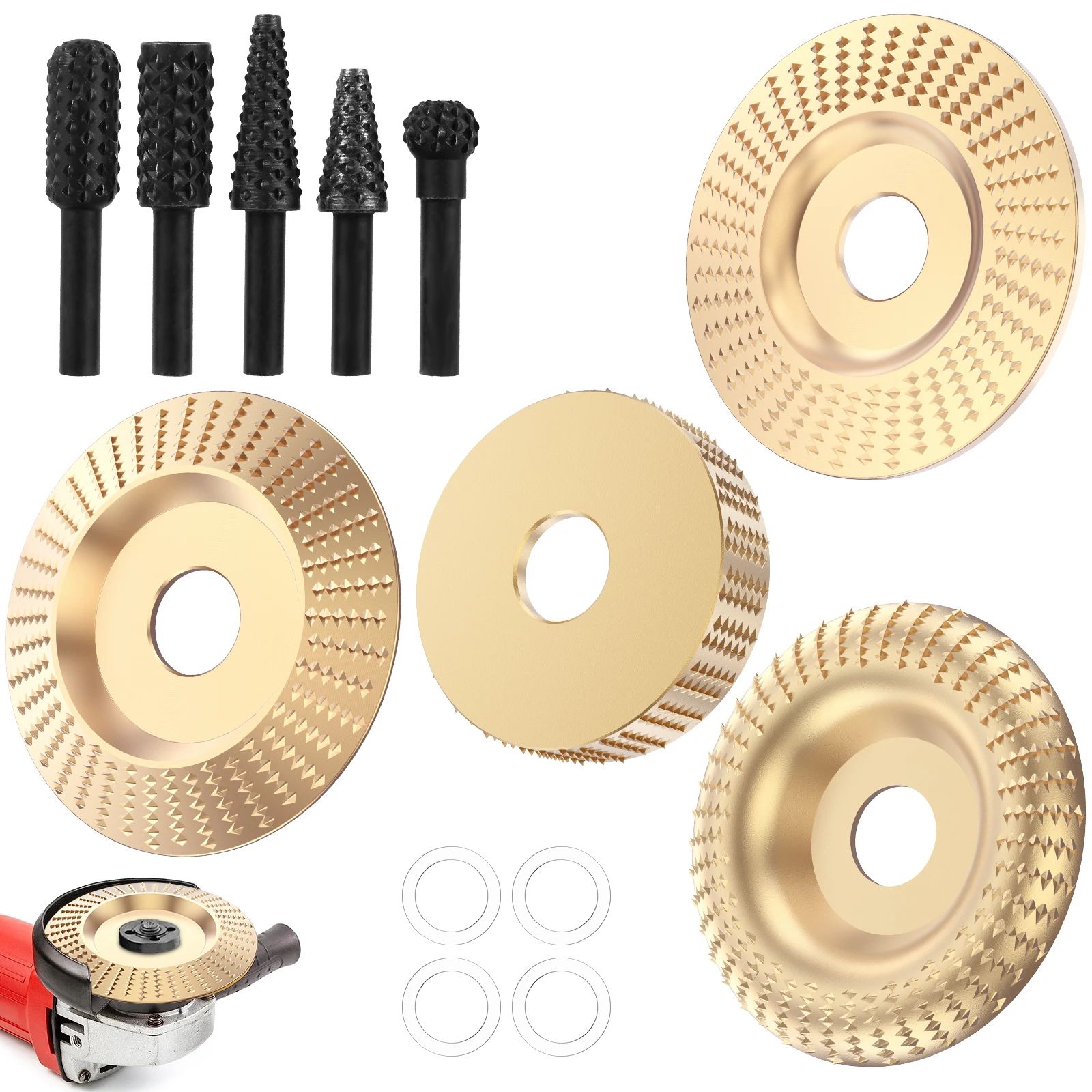 Wood Carving Disc Set for Angle Grinder Grinding Shaping and Polishing Tools