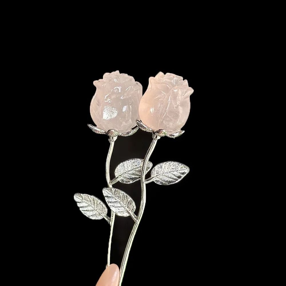 Elegant Carved Crystal Rose | Exquisite Quartz Flower Sculpture | Professional Reiki Healing & Jewelry Art