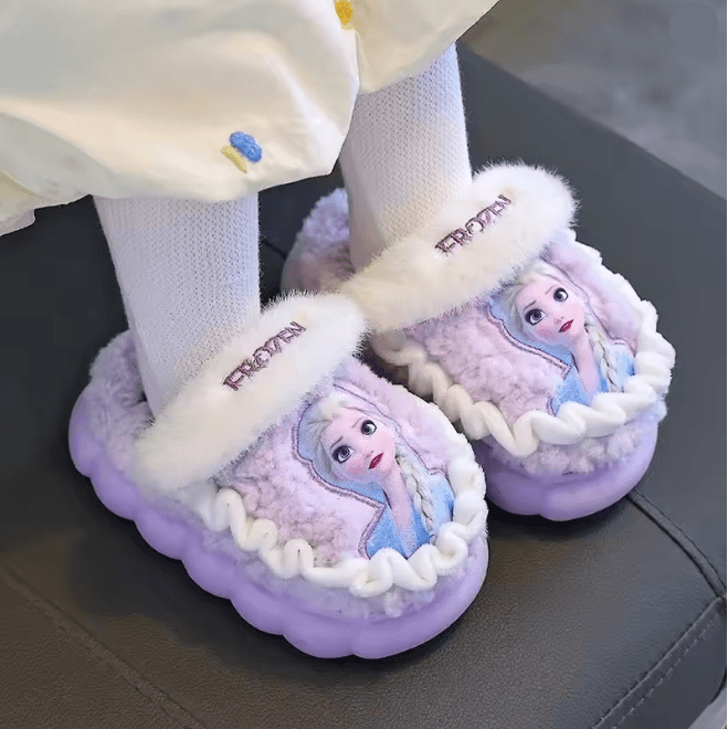 Elsa Frozen Kids Cotton Slippers Warm Non Slip Winter House Shoes