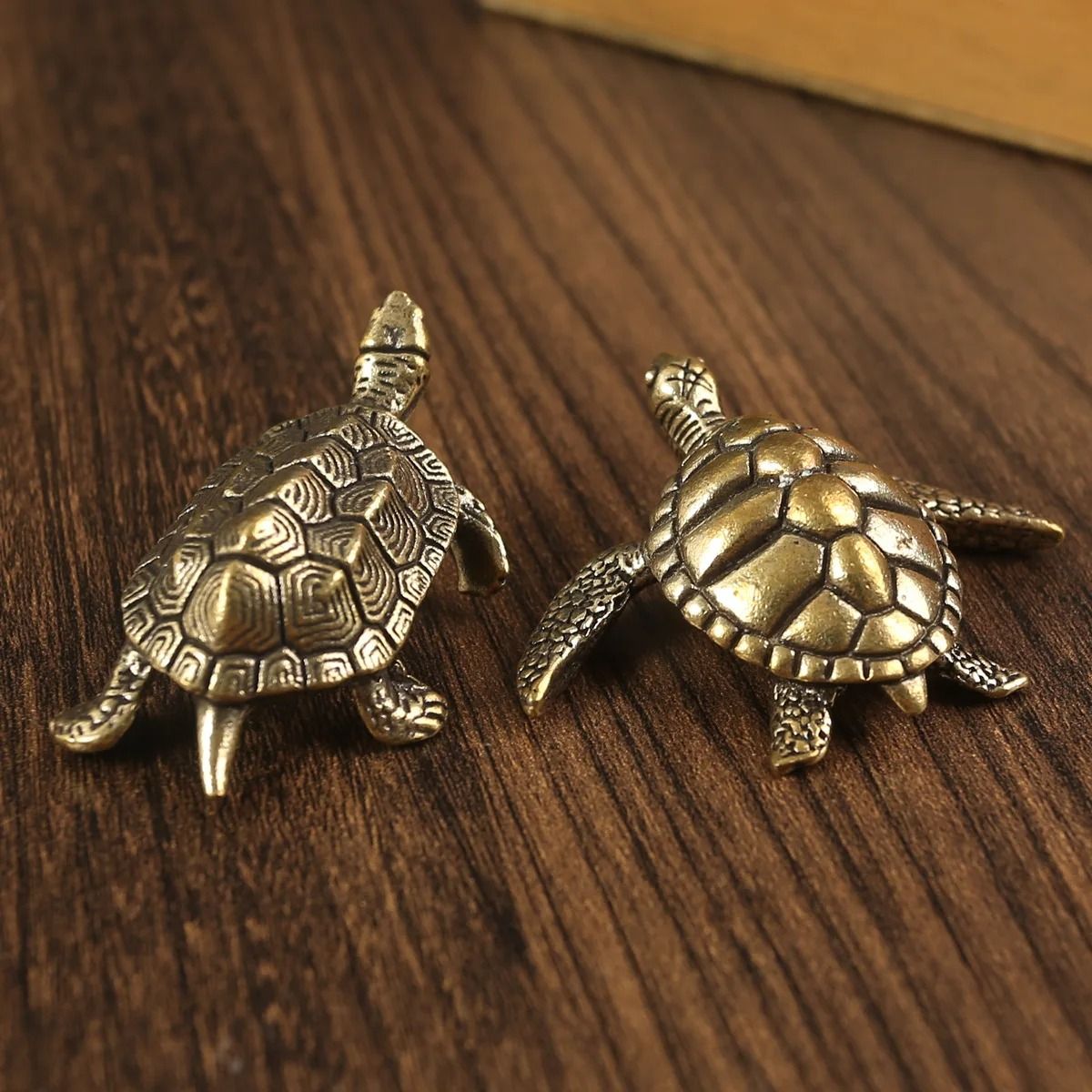 Copper Turtle Statue Feng Shui Brass Tortoise Desk Ornament