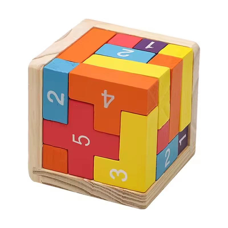 3D Luban lock puzzle Wooden Cube Interlocking IQ Challenge Toy