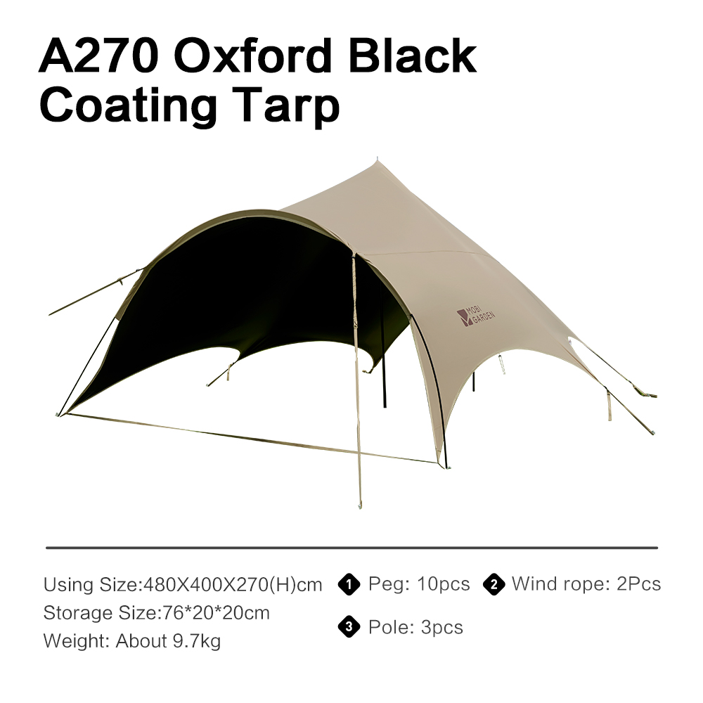 Garden Camping Black Coating Tarp Rainproof & UV Resistant Large Space Sunshade, Hexagonal Butterfly Sun Shelter