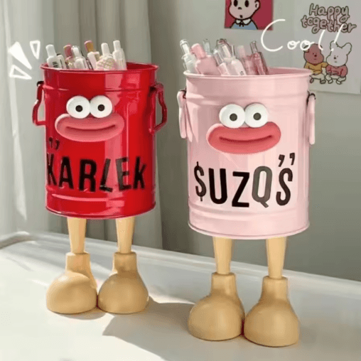 FunCartoon Desk Pen Holder with Random Letter Stickers