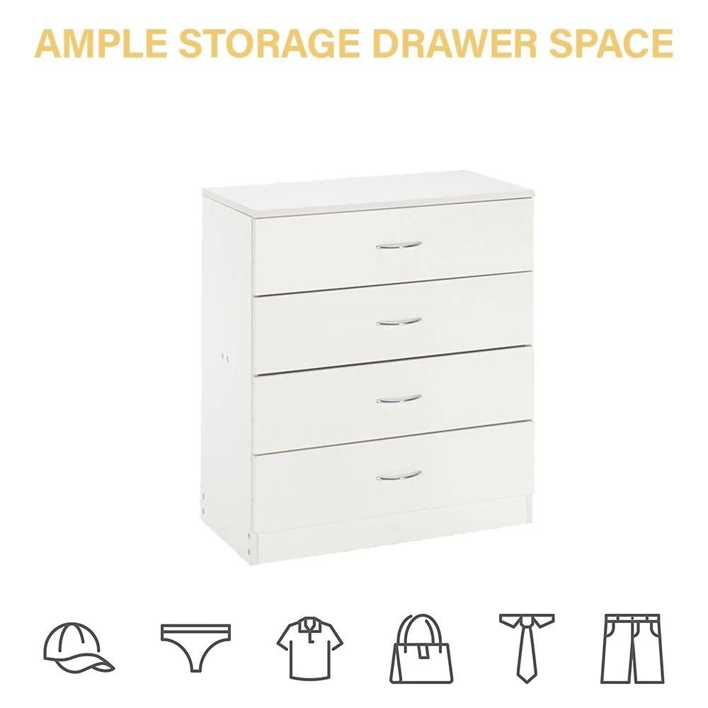 Modern Bedroom Storage Cabinet with 4 Drawers Stylish Nightstand Dresser for Organizing