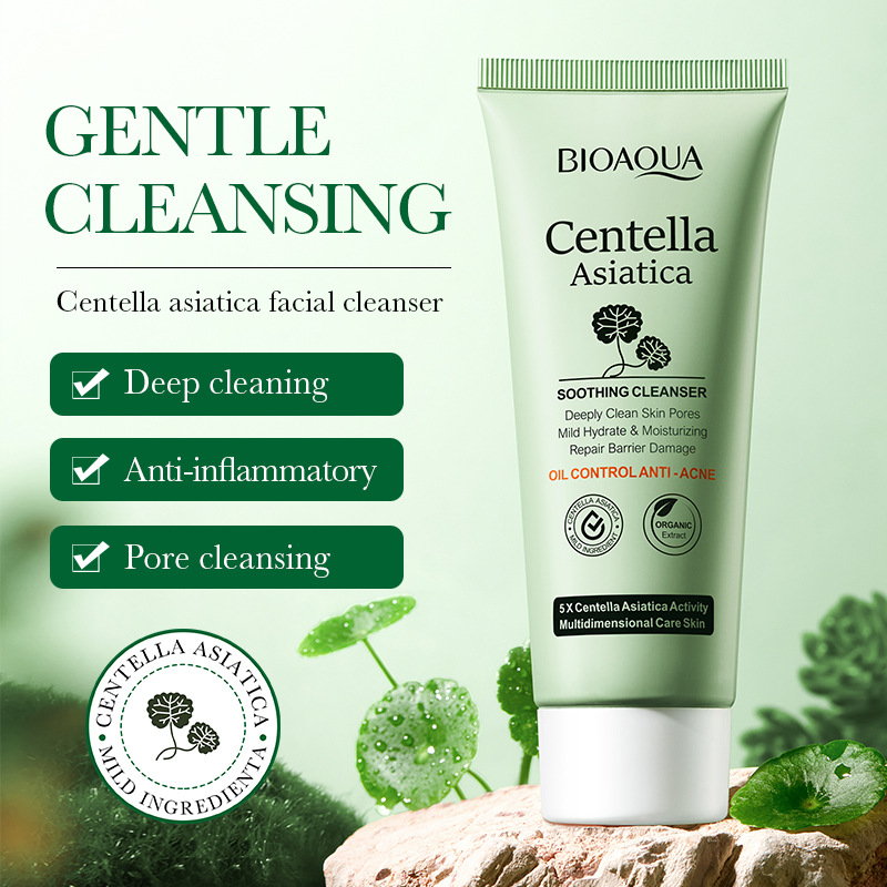 Centella Asiatica Facial Cleanser Moisturizing & Oil Control Face Wash Foam for Clear Hydrated Skin