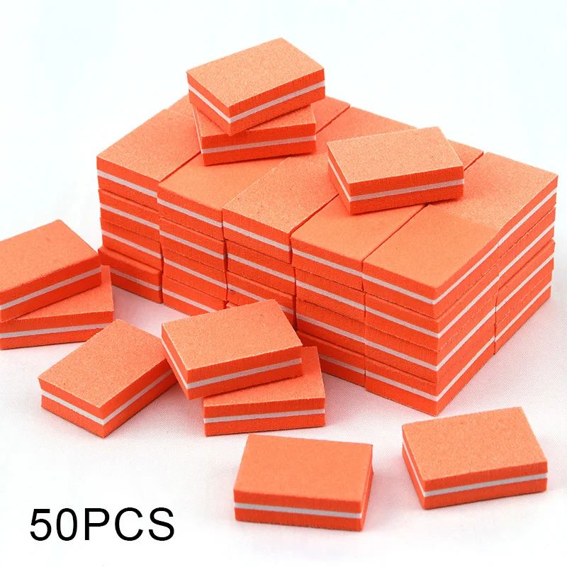 Mini Nail File Blocks Double Sided Sponge Nail Buffer Set 50 Pack
