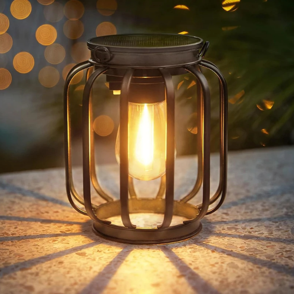 Hanging Solar Lantern LED Light, Waterproof Outdoor Sensor Garden Lights, Warm White Lamp for Patio Yard Decor