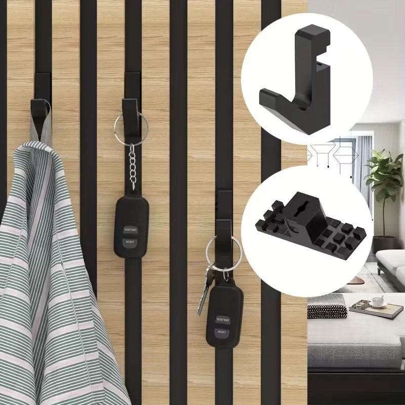 Acoustic Panel Clothing & Utility Hooks (Set of 4) | Drill-Free Storage Solution for Home Studios & Offices