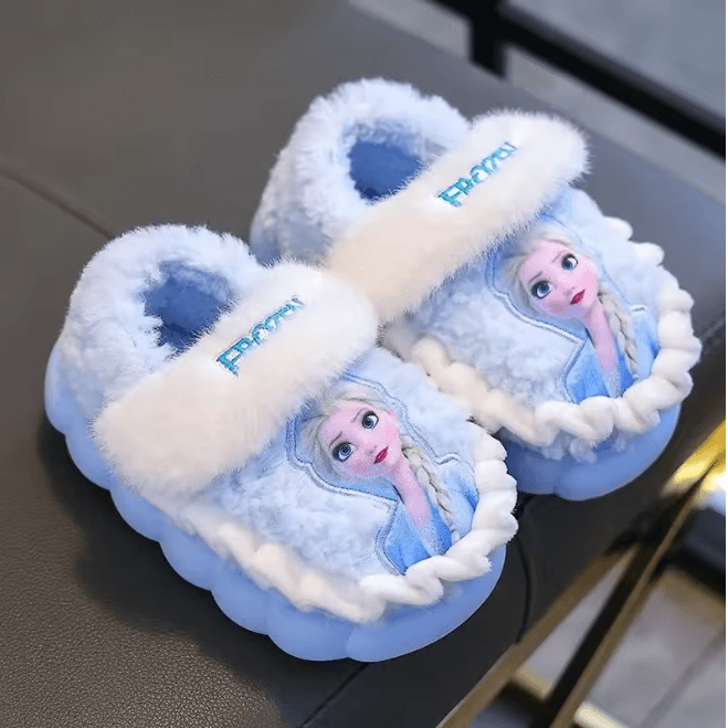 Elsa Frozen Kids Cotton Slippers Warm Non Slip Winter House Shoes