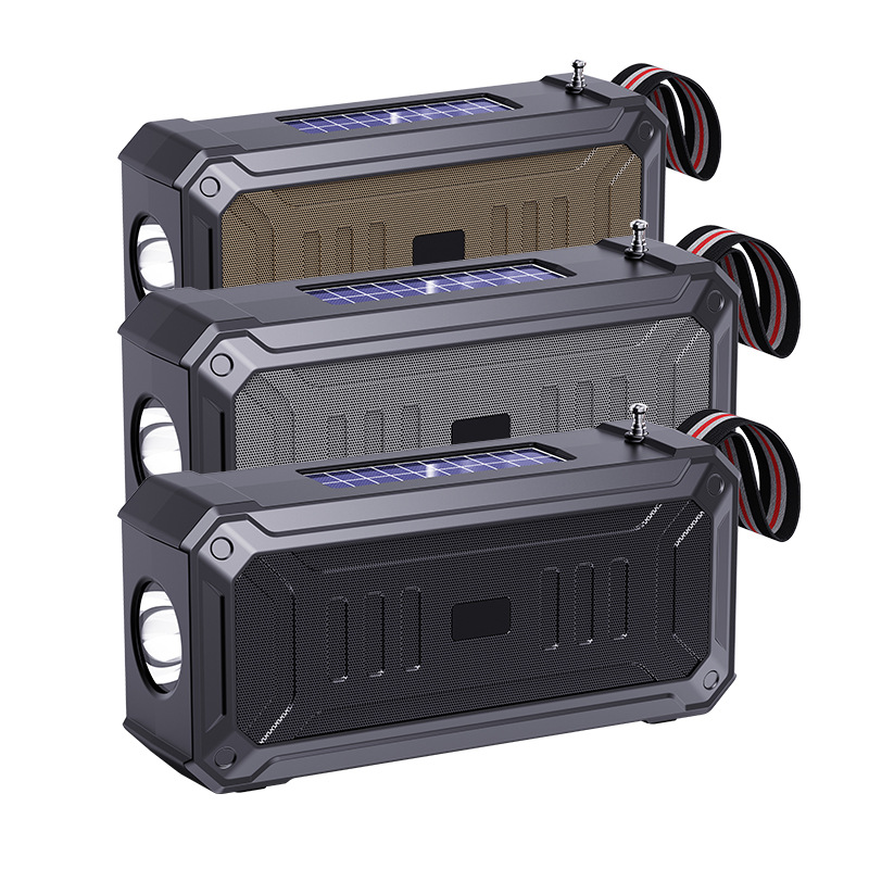 Solar Bluetooth Speaker with FM Radio Flashlight and USB Playback