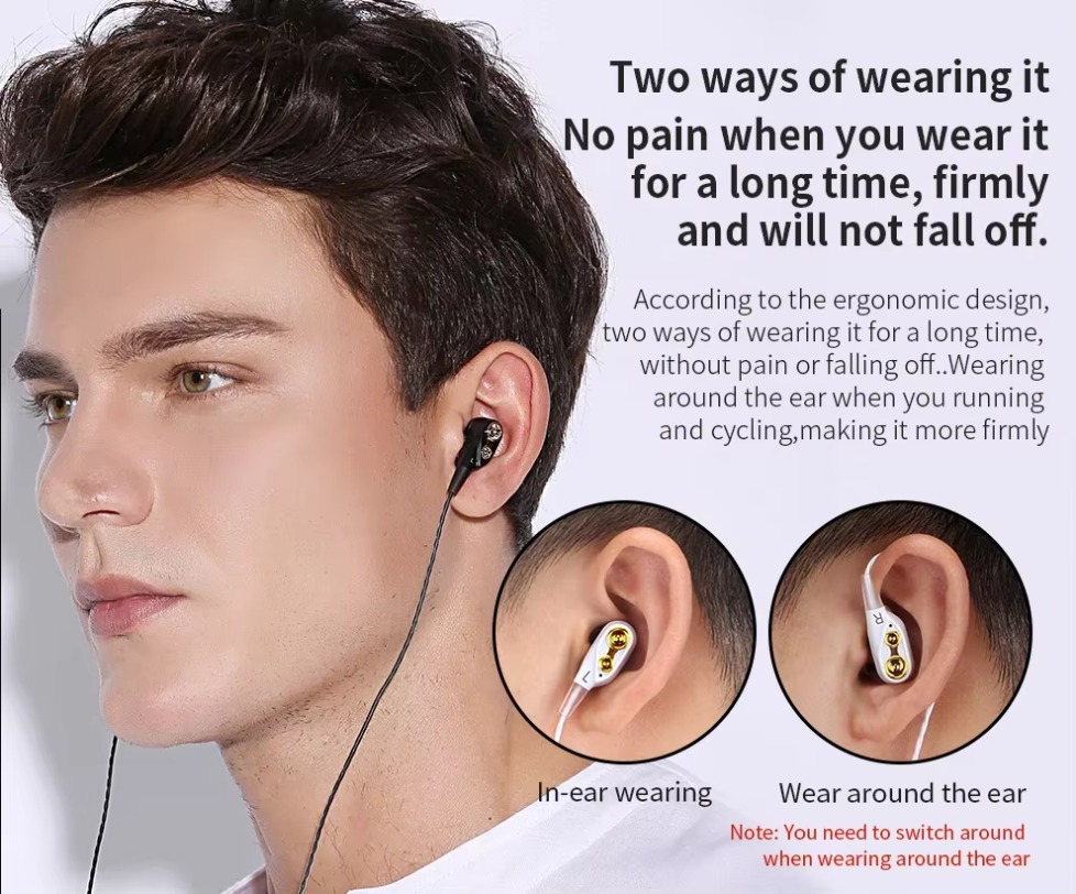 HiFi Wired Earphone 3.5MM In Ear 4D Copper Driver, Bass Stereo Music Earbuds With Mic for Sport Headphone