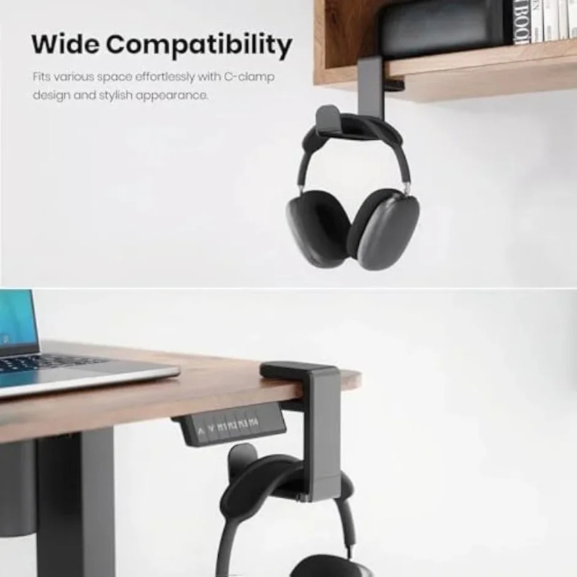 Adjustable Rotating Gaming Headphone Stand & Table Clip Hook