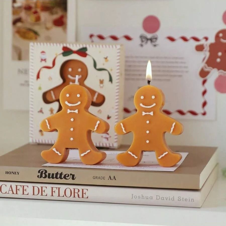 1pc Christmas Gingerbread Man Aromatherapy Candle Coffee Milk Fragrance Gift Shape Wax