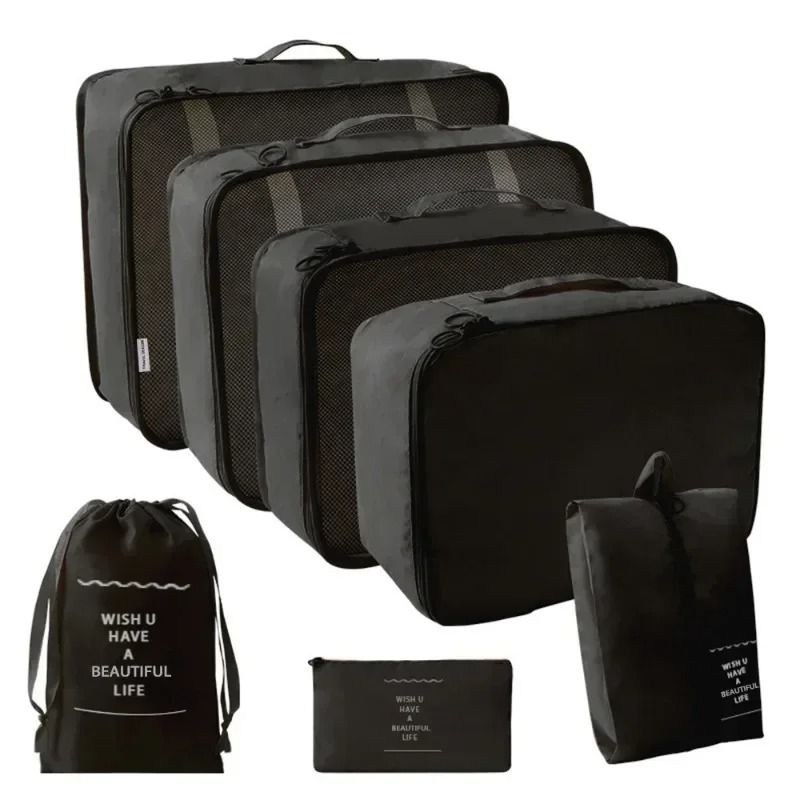 7 Piece Travel Bag Organizer Set Luggage Packing Cubes Pouches
