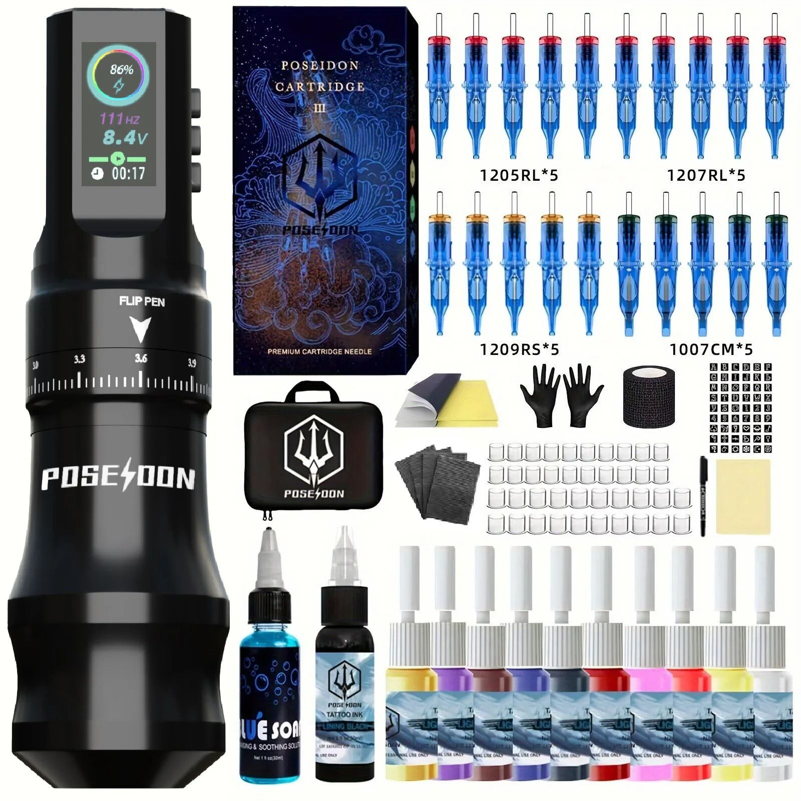 Professional Tattoo Pen Kit with Power Supply and Accessories
