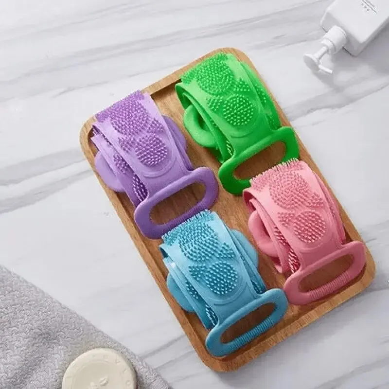 Extended Skin Clean Brushes, Body Sponge Silicone Back Brushes, Rubbing Back Peeling Massage Shower Belt