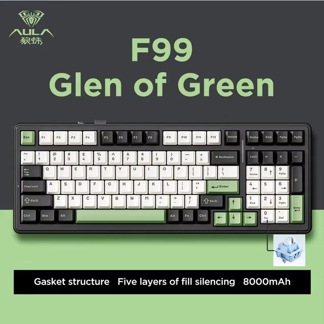 AULA F99 Wireless Mechanical Gaming Keyboard – 99-Key RGB Hot-Swappable with Bluetooth & Wired Modes