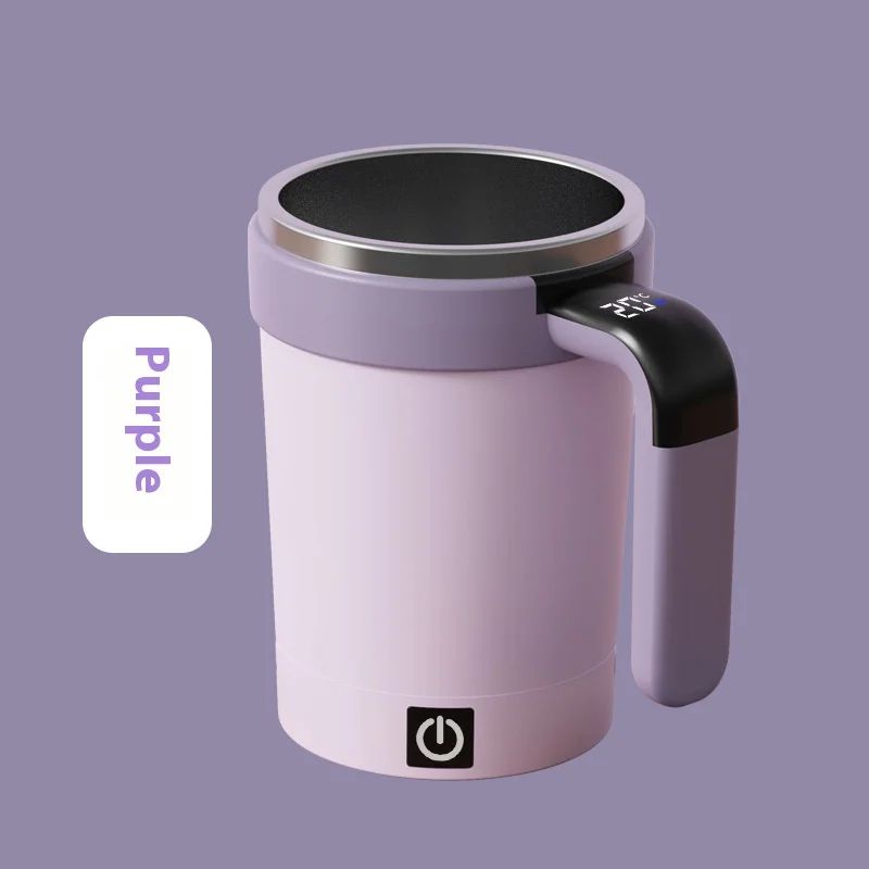 Smart Self-Stirring Temperature Display Mug – USB Rechargeable Magnetic Coffee & Protein Mixer Cup 13 fl oz