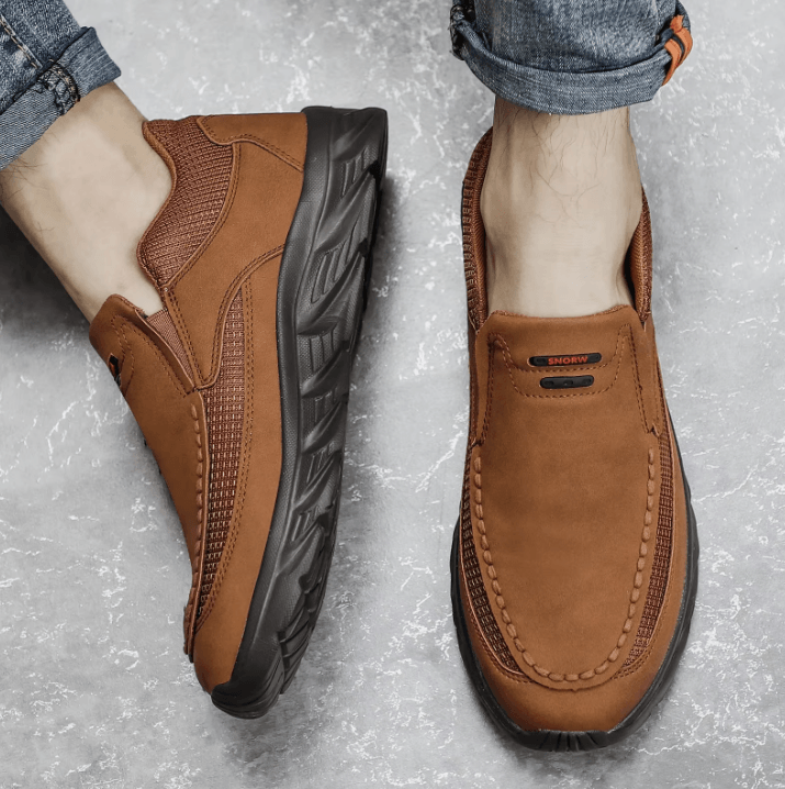 Men Leather Casual Shoes Comfortable Breathable Walking Sneakers and Loafers