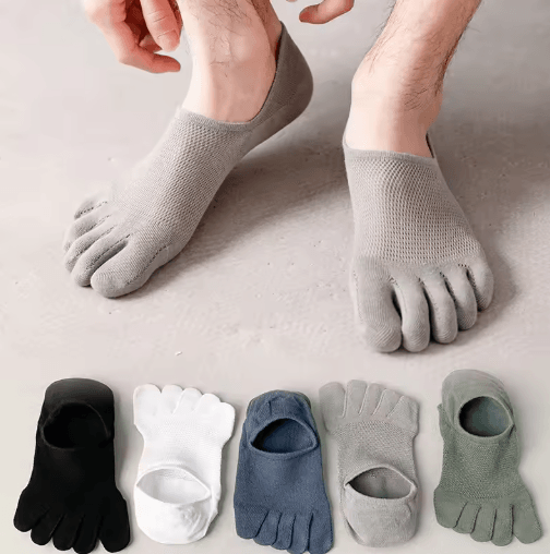 5 Pairs Invisible Toe Socks – Breathable Cotton Five Finger No-Show Socks