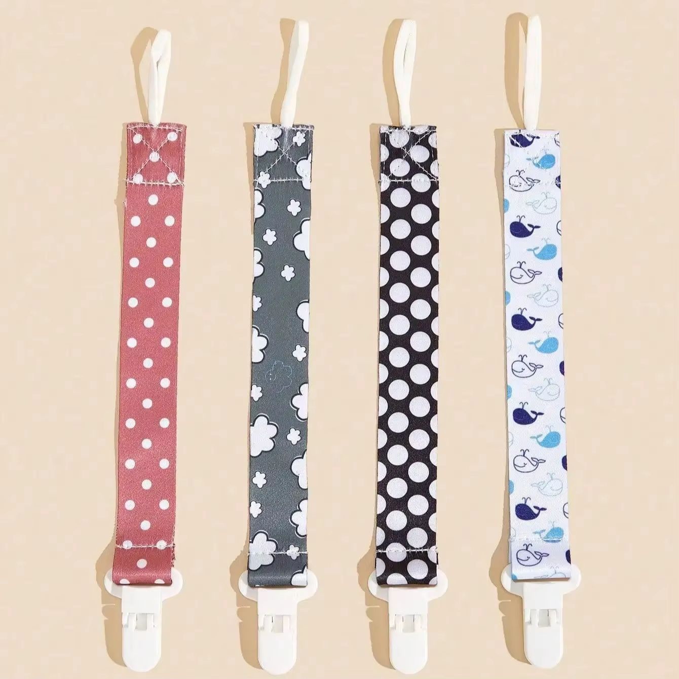 4-Piece Baby Pacifier Holder Clips with Universal Soother Chains
