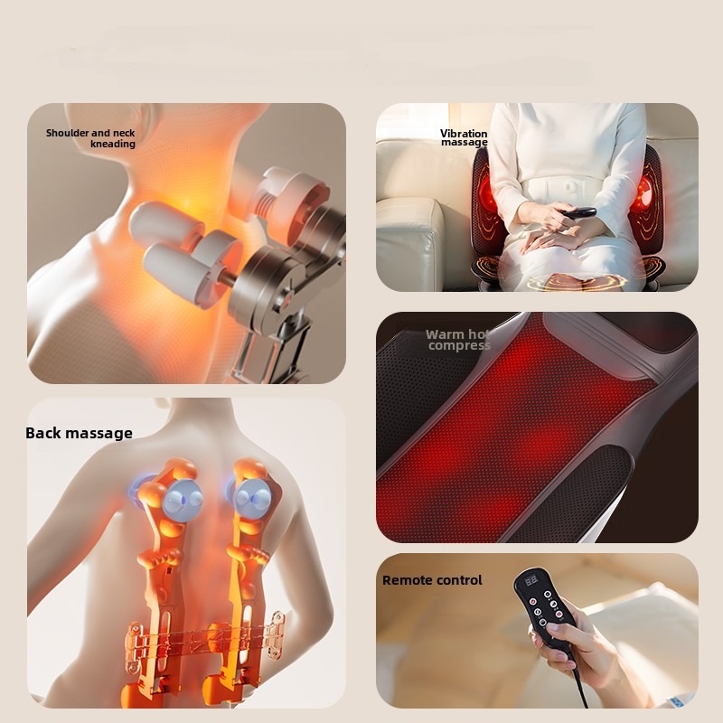 Back Massager Chair Pad with Heat Vibration, Full Body Massage Seat Cushion, Kneading Warmer, Christmas Gifts for Women