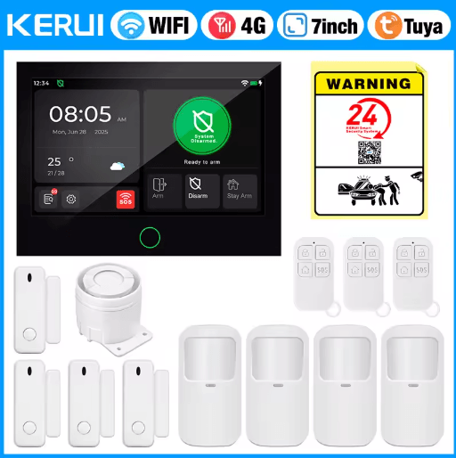 KERUI 4G + WiFi Smart Home Alarm System – 7 IPS Touchscreen Security Hub