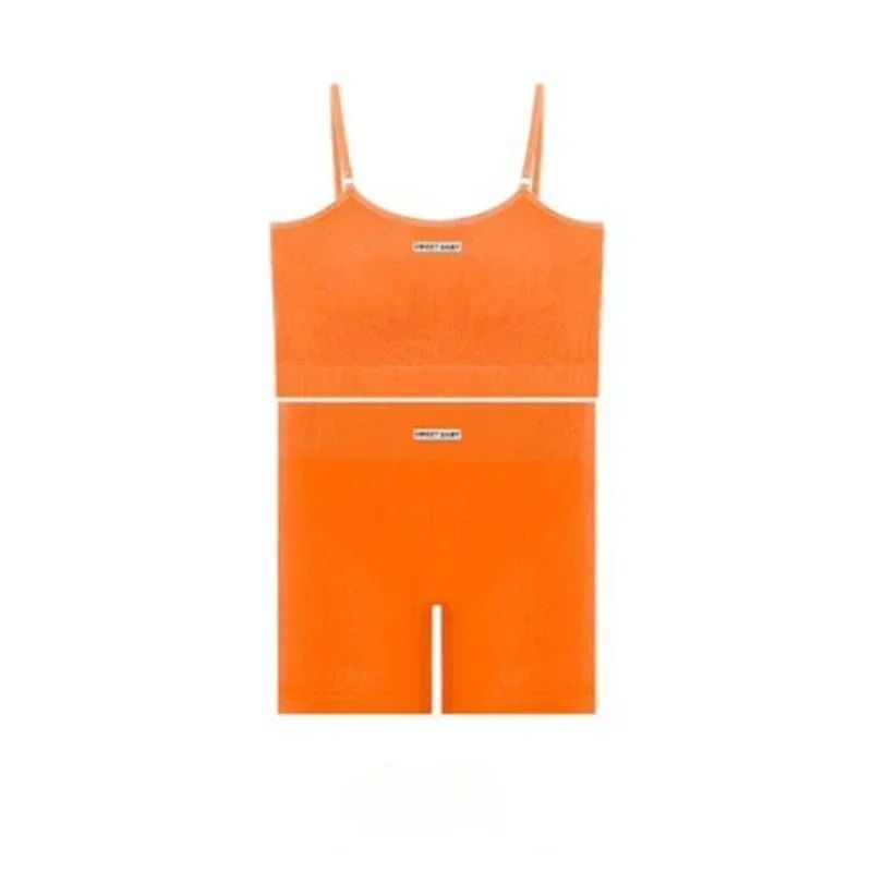 Women Seamless Yoga Wear Set with Halter Vest and Pants