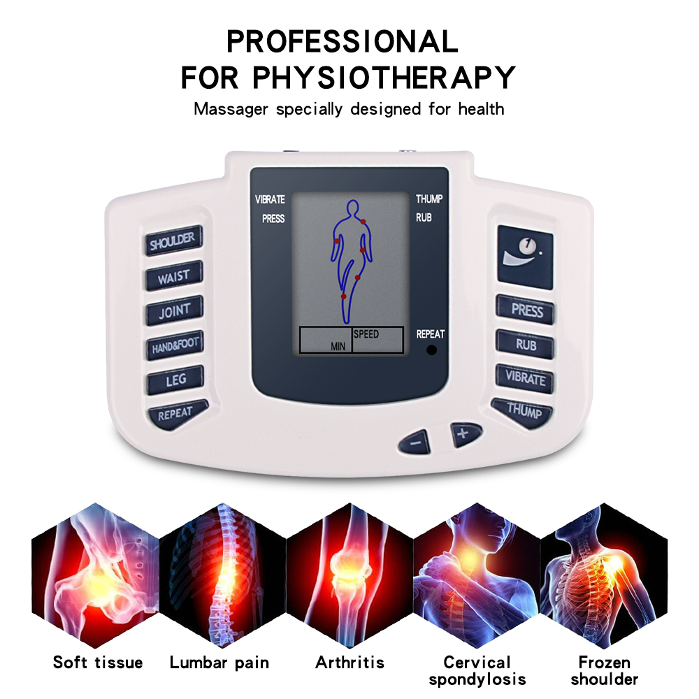 Full Body EMS Muscle Stimulator TENS Unit with 16 Pads and Digital Massage Therapy