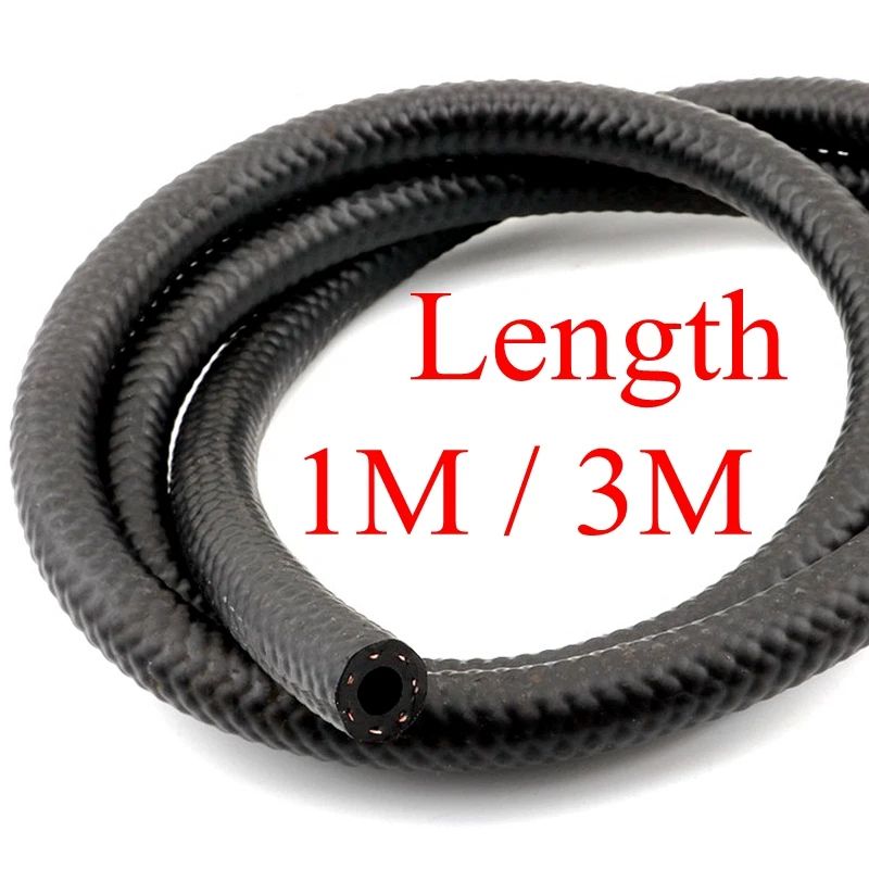 Multi-Size Rubber Car Fuel Hose 1m or 3m Oil-Resistant Fuel Line Hose for Transfer and Repairs