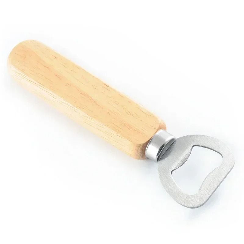 Premium Stainless Steel Bottle Opener – Ergonomic Wooden Handle Cap Opener