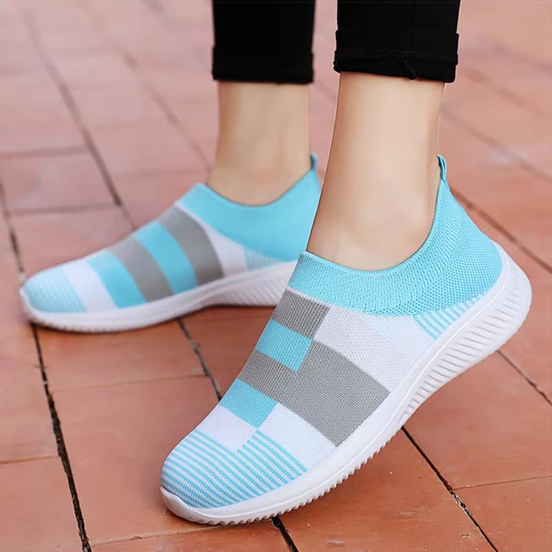 Women Knitted Sneakers Casual Flat Vulcanized Shoes Mix Color