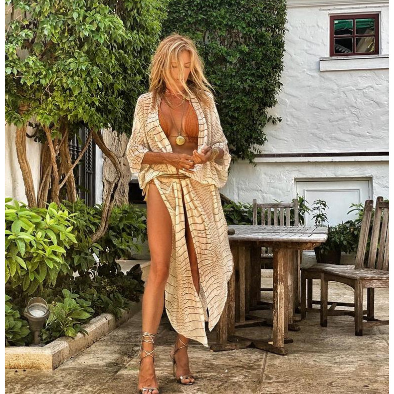 Stylish Tie Dye BIKINI Women Beach Dress, Long Open Front Cover-Ups, Outfits Bathing Suit