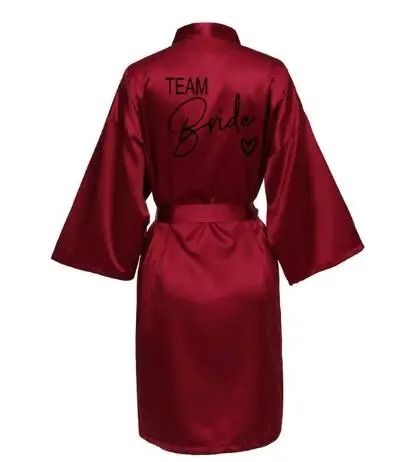 Women's Team Bride Satin Kimono Robe